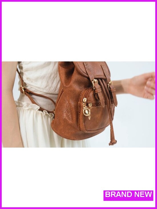 Mini Backpack Purse Faux Leather Lightweight Travel Daypack with Multiple